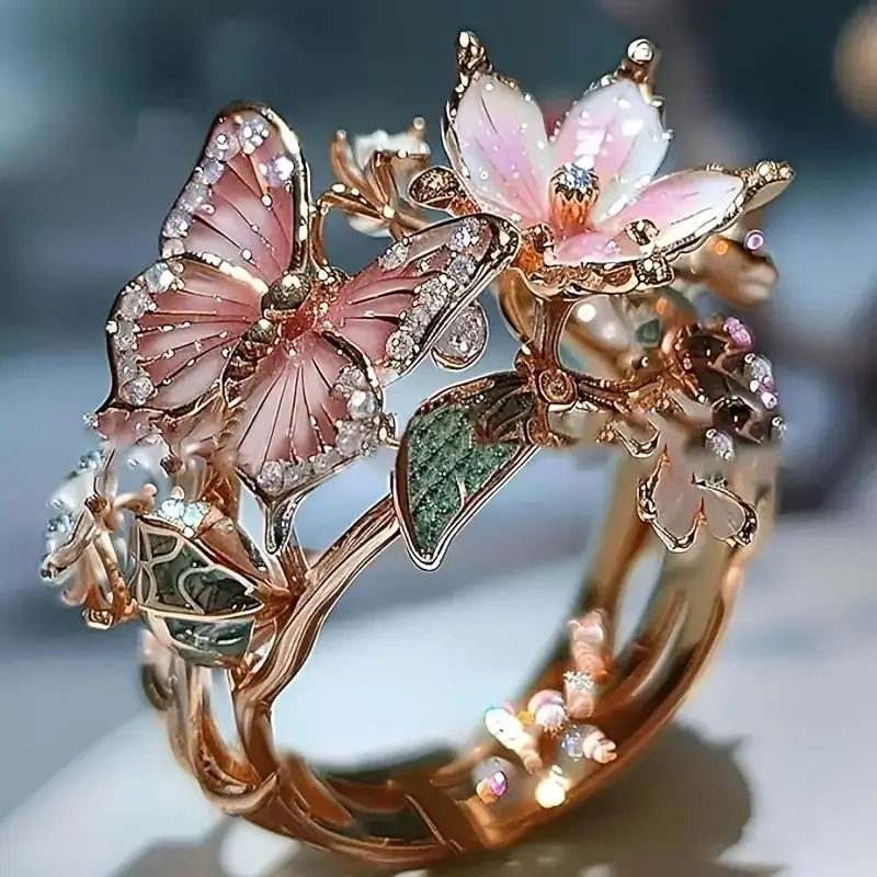 Natural Bright Butterfly Zirconia Ring