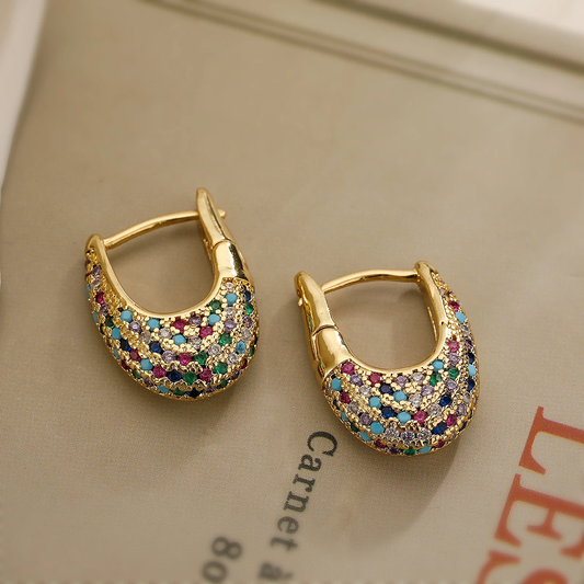 Elegant, colorful earrings with set crystals